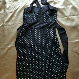 Retro rockabilly black polka dot dress